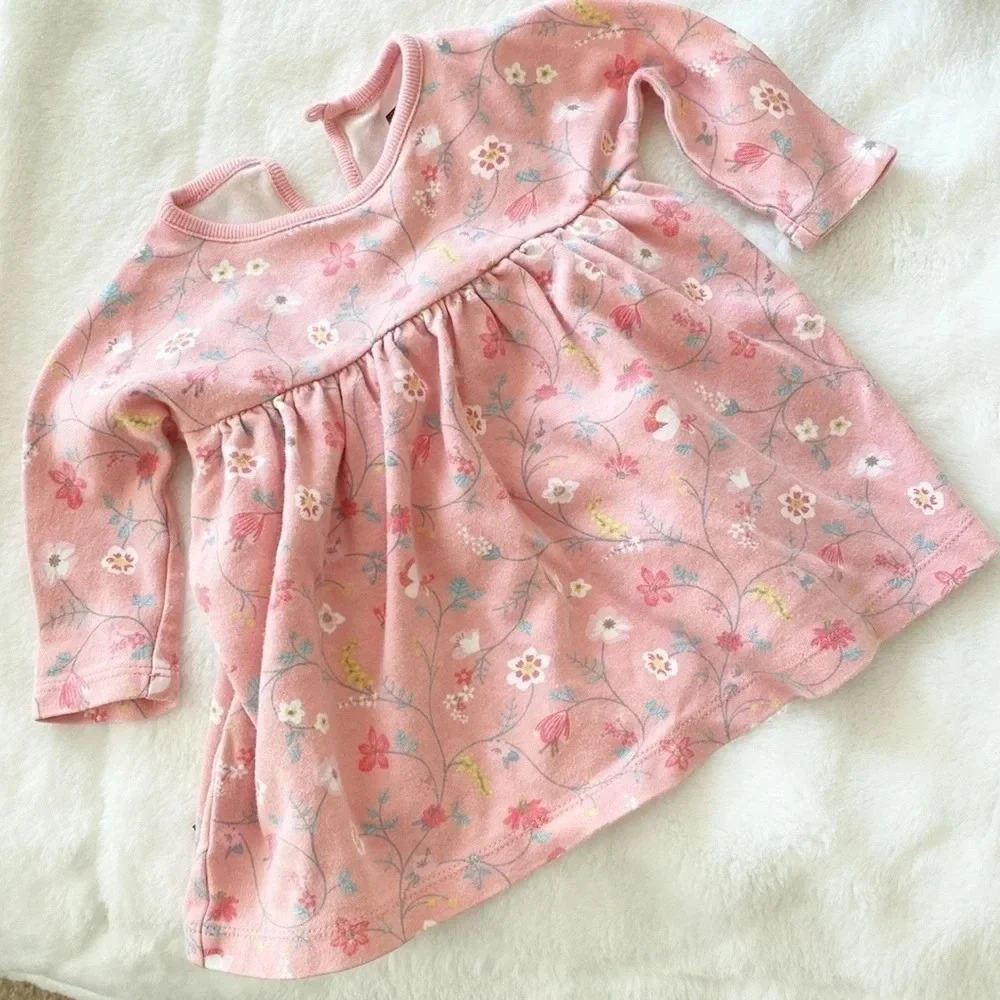 Tea collection baby pink floral long sleeve tunic dress